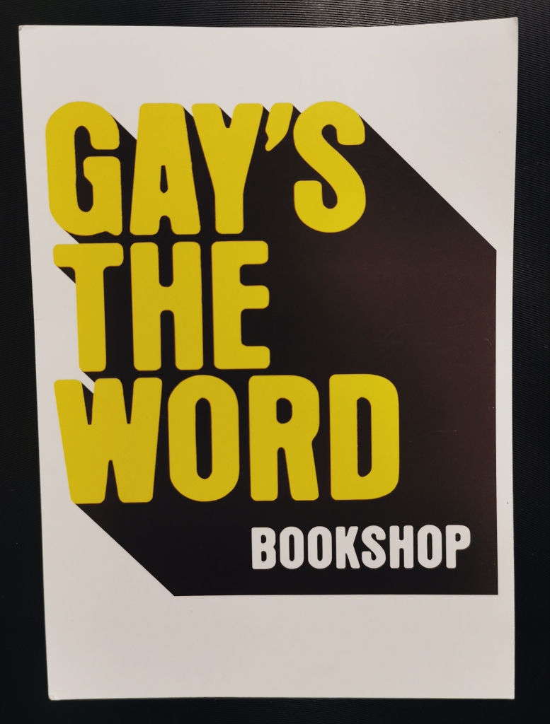 Photograph of a Gay's the Word bookshop postcard